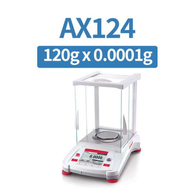 OHAUS AX124 Analytical Balance, 120 g x 0.1 mg, Internal Calibration