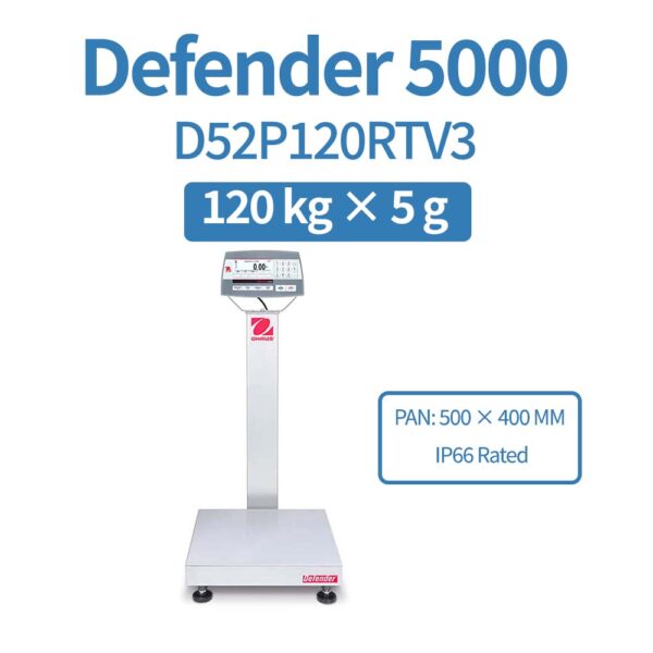 OHAUS Defender 5000 D52P120RTV3 Industrial Bench Scale 120 kg x 5 g