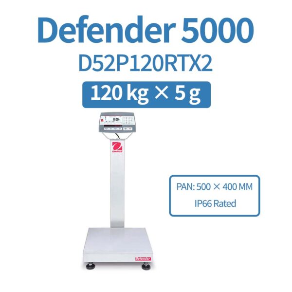 OHAUS Defender 5000 D52P120RTX2 Industrial Bench Scale 120 kg x 5 g