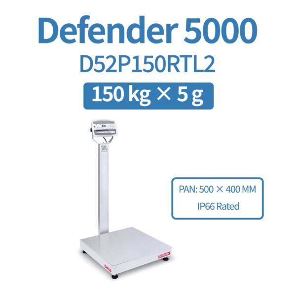 OHAUS Defender 5000 D52P150RTL2 Industrial Bench Scale 150 kg x 50 g
