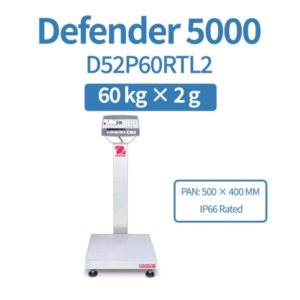 OHAUS Defender 5000 D52P60RTL2 Industrial Bench Scale 60 kg x 2 g
