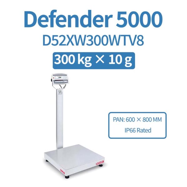 OHAUS Defender 5000 D52XW300WTV8 Stainless Steel Bench Scale 300 kg x 10 g